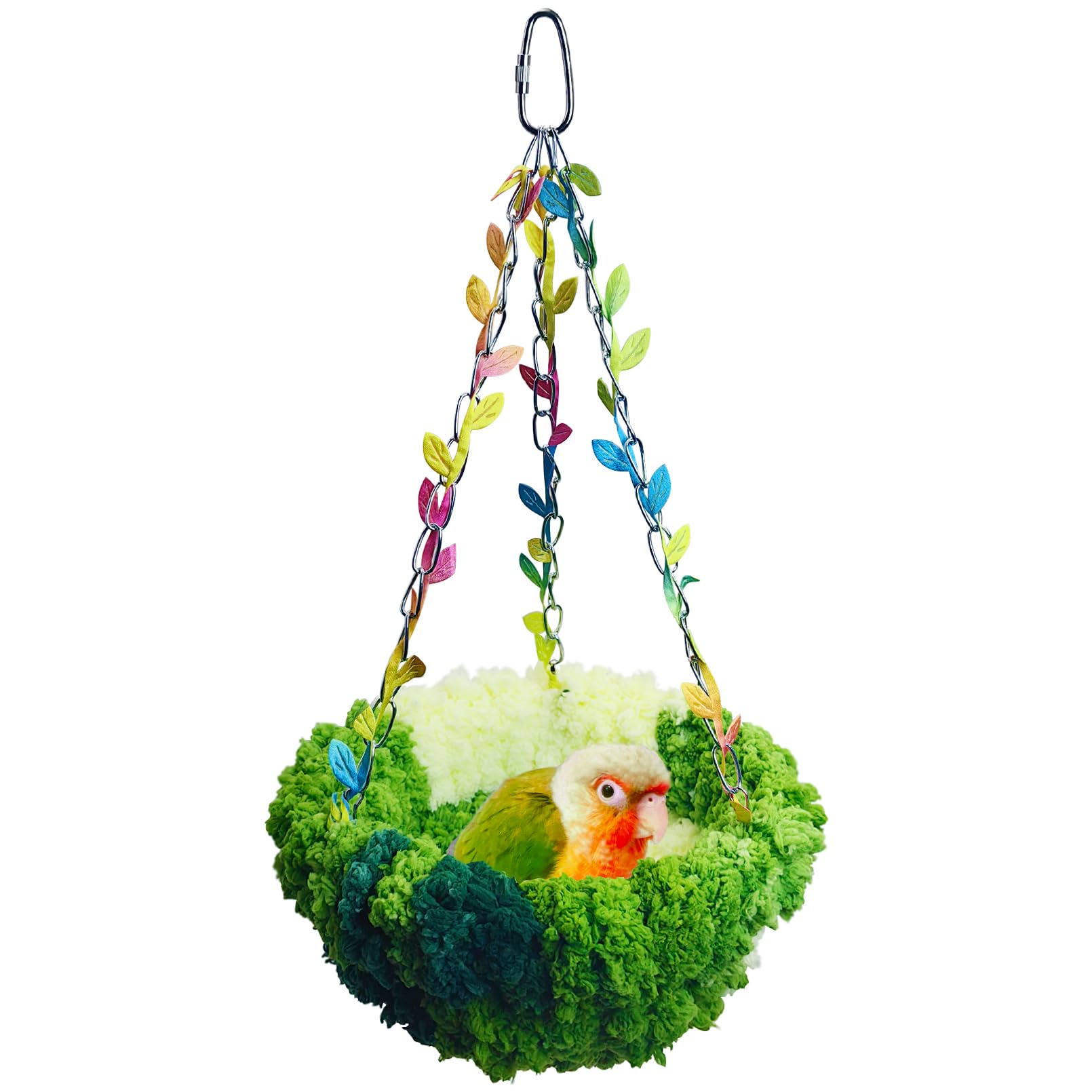 kathson kathon Hanging Bird Bed, Warm Bird Nest Hammock for Cage Green