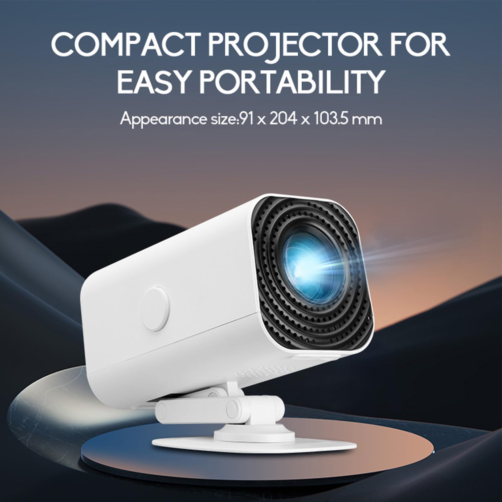 Mini Projecteur avec WiFi et Bluetooth, Projecteur de Film Portable 1080p avec Correction de Keystone Auto, Support USB, Bâton de Télévision, Téléphone (White)