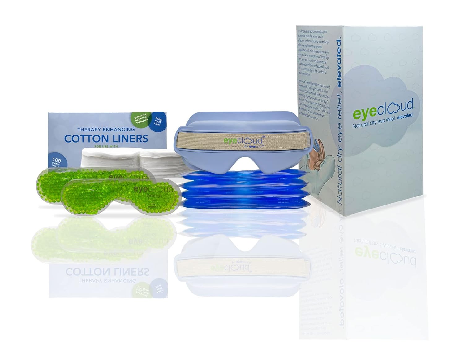 Eye Eco Eyecloud Kit - Blue - Moist Heat Cold Therapy Home Eye Mask Kit with Moisture-Locking Technology