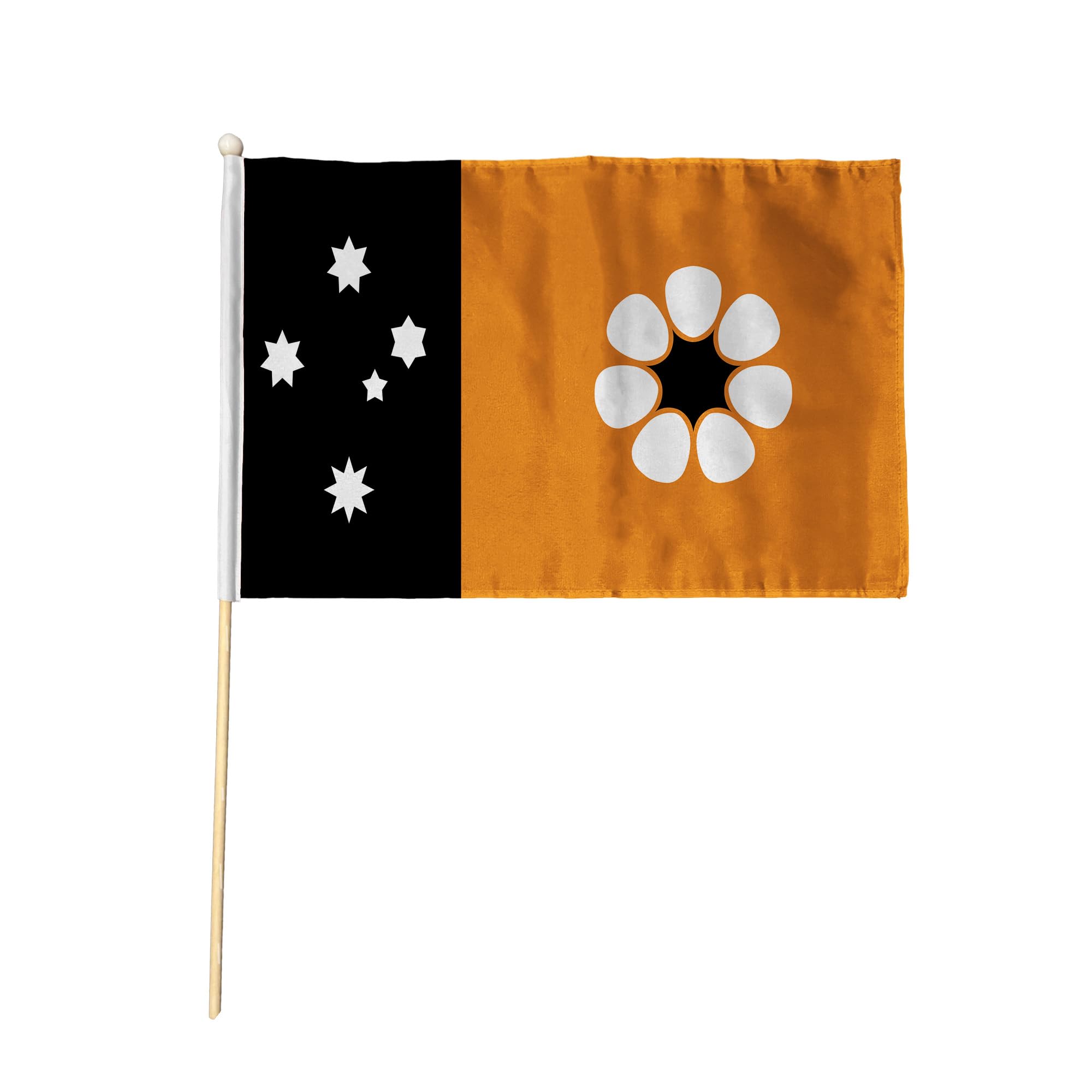 Flagtex Northern Territory Pack of 12 Hand Waving Flag (9x6 Inch) - Premium Wooden Stick Hand Flag 9x6 Inch Natural Wood Pole NT Territory Flag Events Parades Celebrations