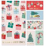 Sweetzer & Orange Cartes de Noël Porte-Argent ou Carte-Cadeau pour Adulte - 6 Designs, 4 de Chaque - Set de 24, Enveloppe Rouge - Intérieur Mat avec Encoches, Extérieur Brillant, 300 gsm - 8x15cm