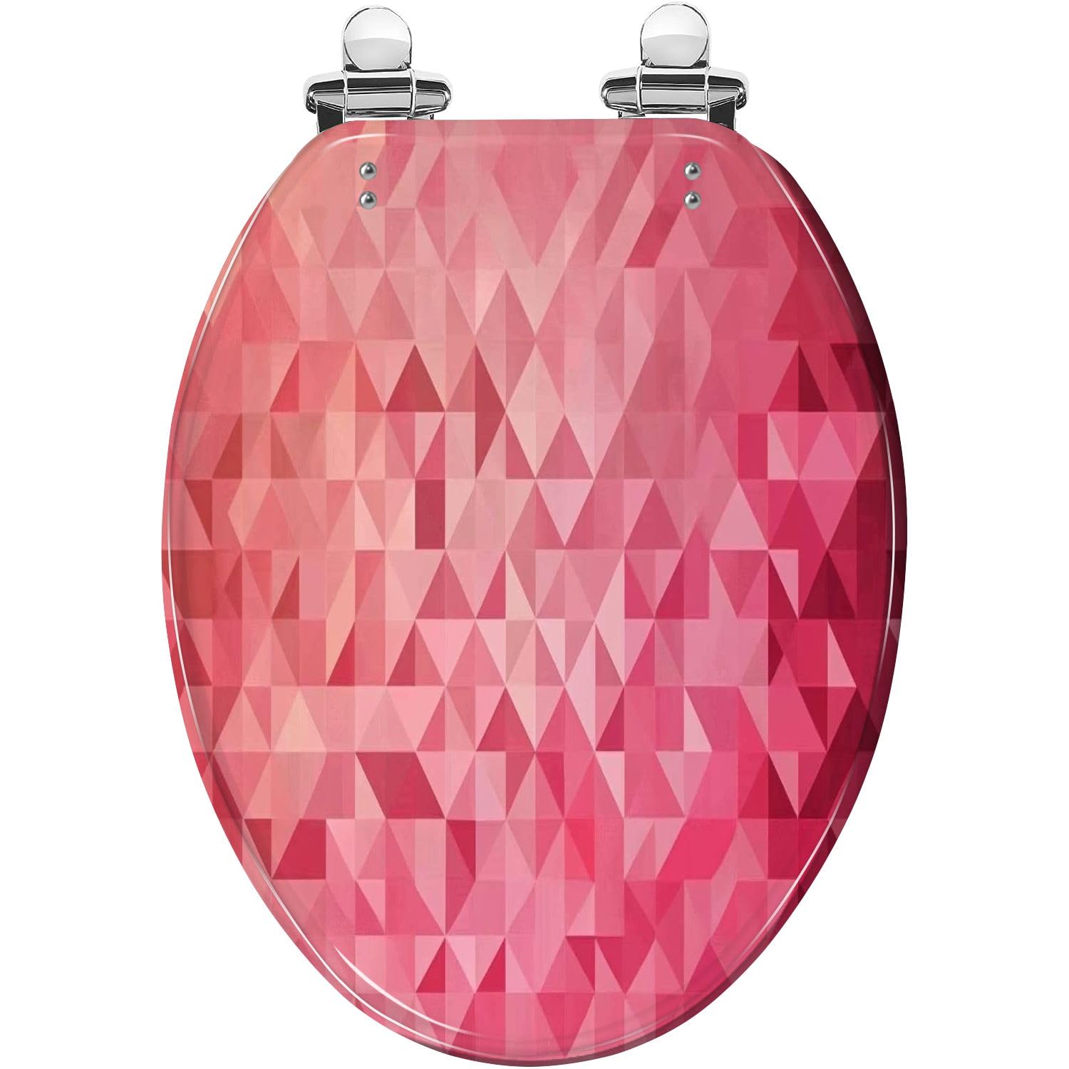 Pink Marble Rose Gold Elongated Toilet Seat Slow Close Quick-Release Hinges(Multi4,19.5x14.5)