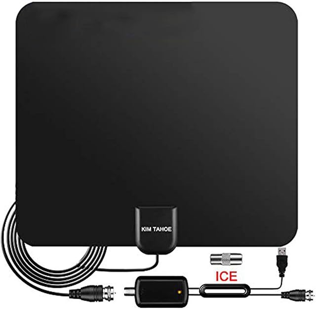 TV Aerial, 2021 Newest Indoor TV Aerial for Digital Freeview 4K 1080P HD VHF UHF for Local Channels 100+ Miles Range with Signal Amplifier Support TV