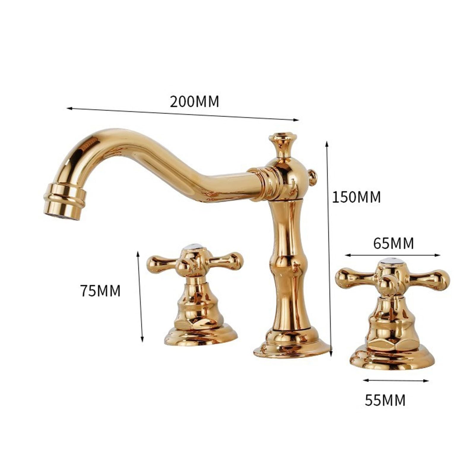 Rubinetto per Lavabo Rubinetto Bagno Lavabo Miscelatore Lavabo Rubinetti 3 Fori per Lavabo da Bagno In Ottone Anticato A Doppia Leva Acqua Calda E Fredda Lavandino da Bagno Rubinetto