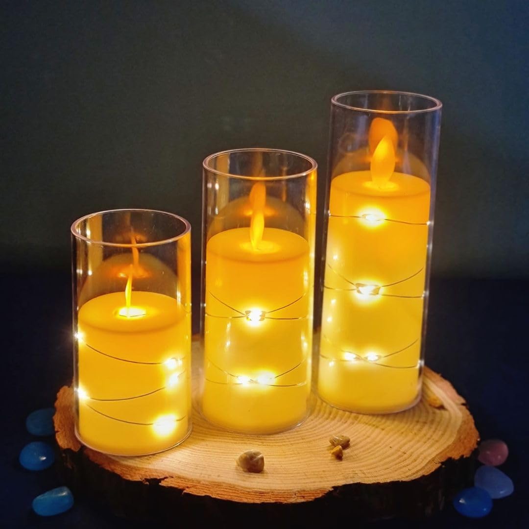 SATYAM KRAFT 3 Pcs Flameless Led Tea Light Candle for Home Decoration, Gifting,Deepwali Decoration, Light for Balcony,Bedroom,Birthday,Christmas,Wedding Decor,Festivals,Decorative Candles(Color 3) (B0D92BDNW2) Amazon Price History, Amazon Price Tracker