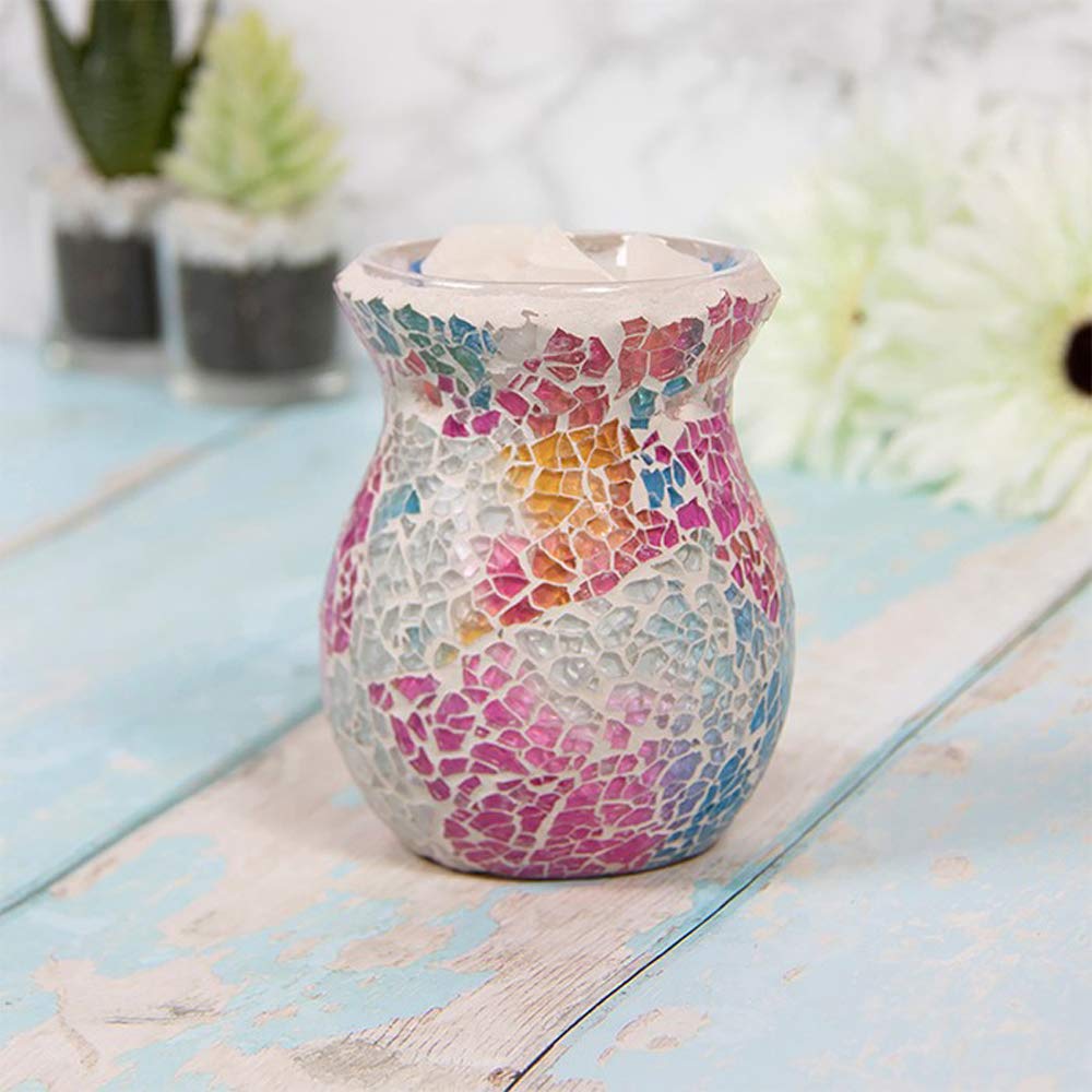 Lesser & Pavey - Desire Aroma - Glass Wax Melt & Oil Warmer - Mosaic Multi Colour Design - Small 11Cm High - Single Item