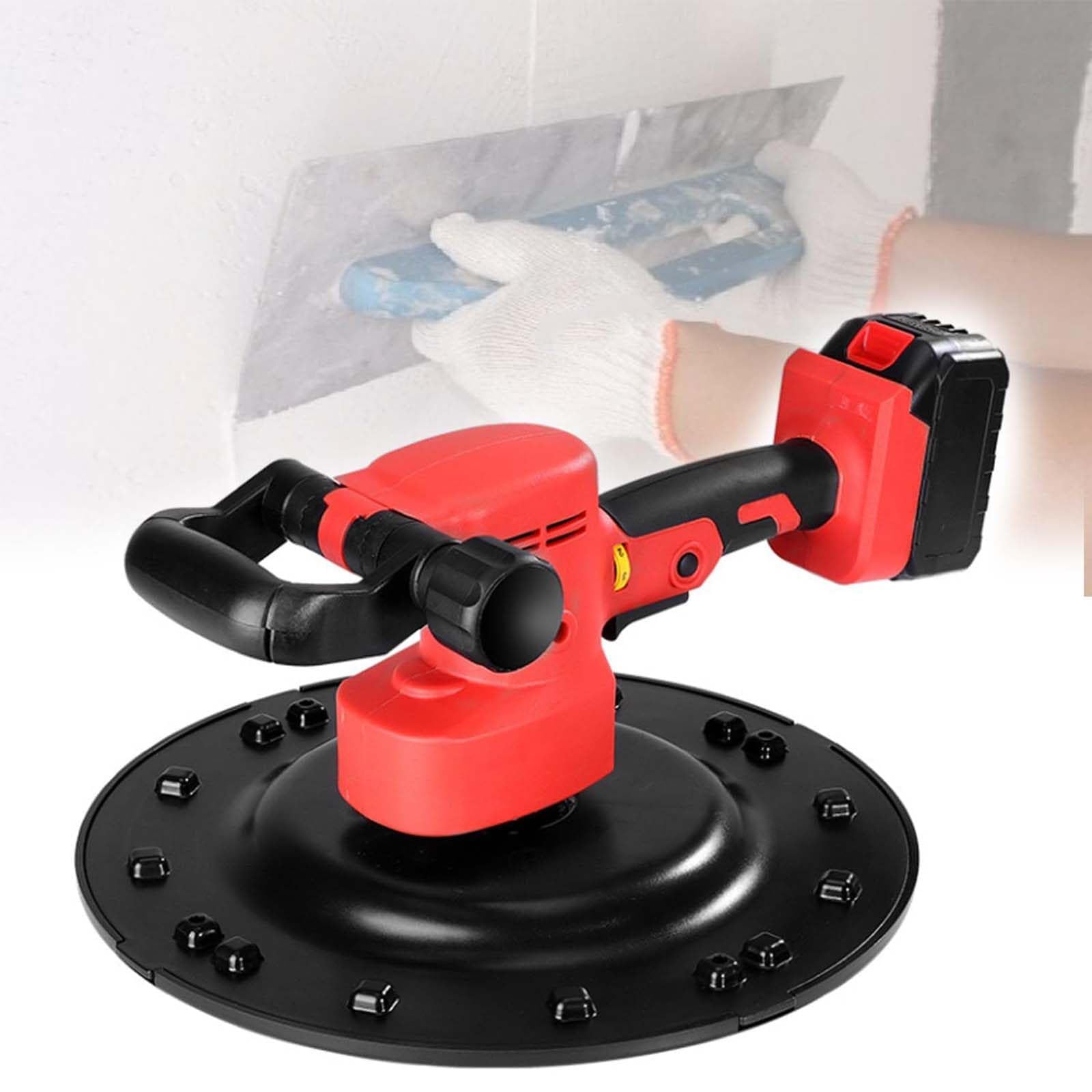 Lijadora eléctrica para paneles de yeso con vacío, 1680 W, velocidad ajustable 0-200 RPM, 6 velocidades variables, para lijado de pared y techo, incluye 2 baterías