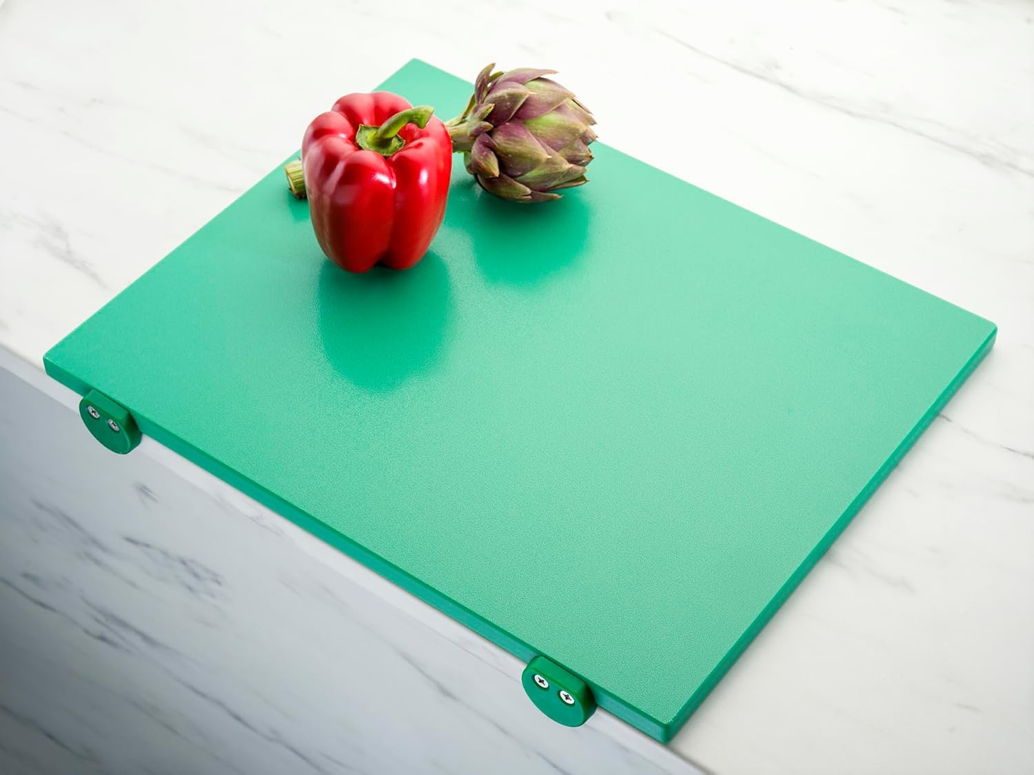 Tagliere Professionale in Polietilene VERDE CM 50x40x2 cm Certificato HACCP o uso generico consigliato per lavorazione FRUTTA E VERDURA ANTICONTAMINAZIONE Alimentare ANTIBATTERICO Con Fermi Inox