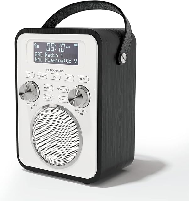 DAB+ DAB FM Digital Radio, Fully Portable, Wireless Bluetooth 5.0, Dual Alarms, Mains & Battery powered 12 hour playtime, Powerful 30 Watts (AZATOM Blackfriars 2 Black)