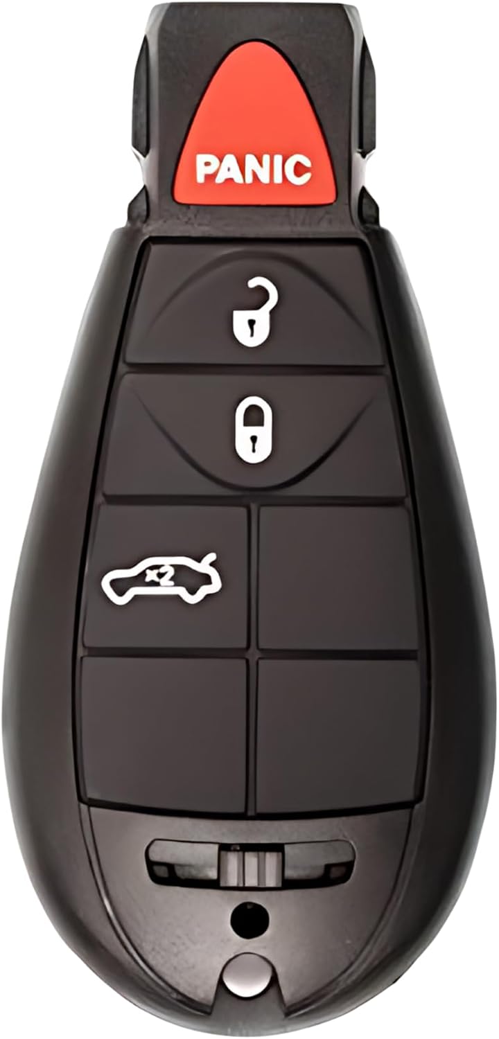 Car Keys Express Simple Key, 4 Button Keypad Compatible for Chrysler, Dodge, Jeep, Ram, Volkswagen Vehicles, Black Plastic Key Fob