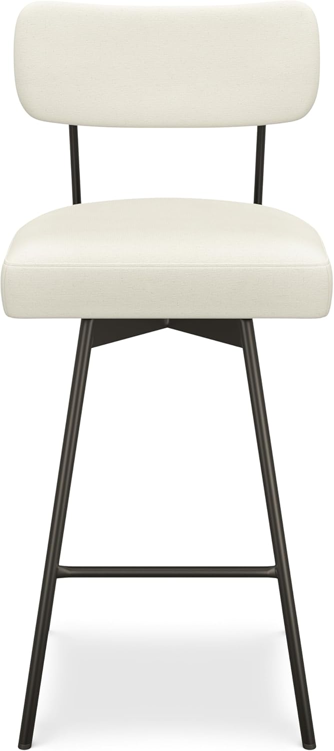 Natural Linen and Metal Swivel Bar Stool Set