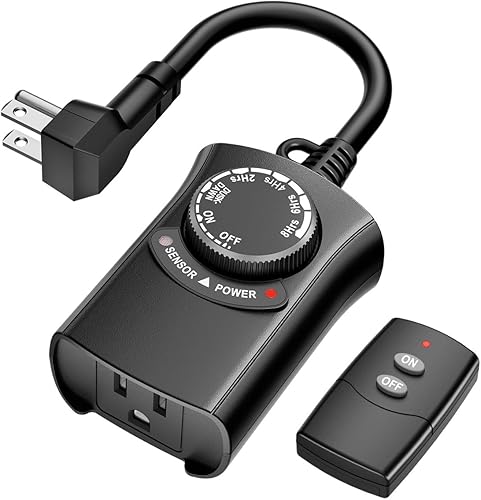 Miniatura 8 de HBN Temporizador de luz para exteriores, impermeable, resistente a la intemperie, fotocélula del atardecer al amanecer, temporizador con sensor de