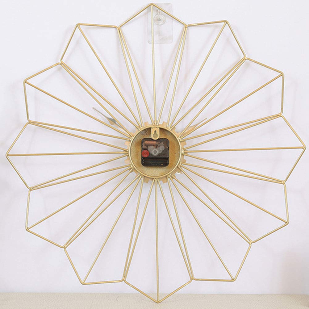 Reloj de Pared, Reloj de Pared Metal con Forma Flor Dorado 60x60x5cm