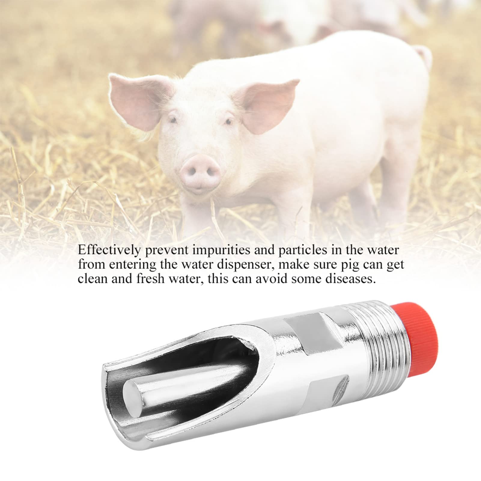 Garosa Abbeveratoio Automatico per Maiali in Acciaio Inox 75x21mm, Bevitore a Capezzolo per Suini, Bovini e Anatre, Idrico Automatico per Animali, 5 Pezzi