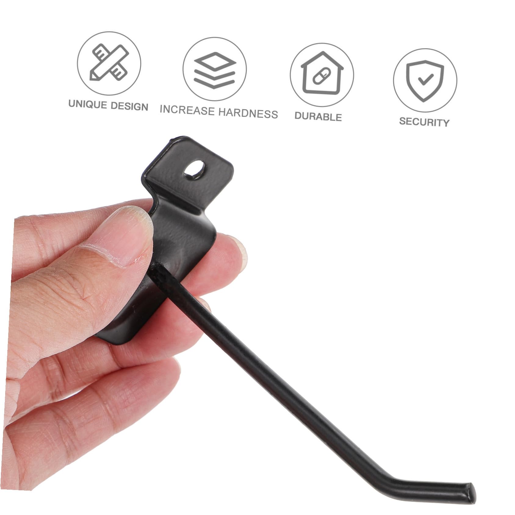 Ganci per Pannello Forato 50 Pezzi in Ferro Nero per Gioielli e Filati | Gancio Dritto, Misura 10cm, Leggero e Antiscivolo, Esposizione su Scaffali, Confezione da 50