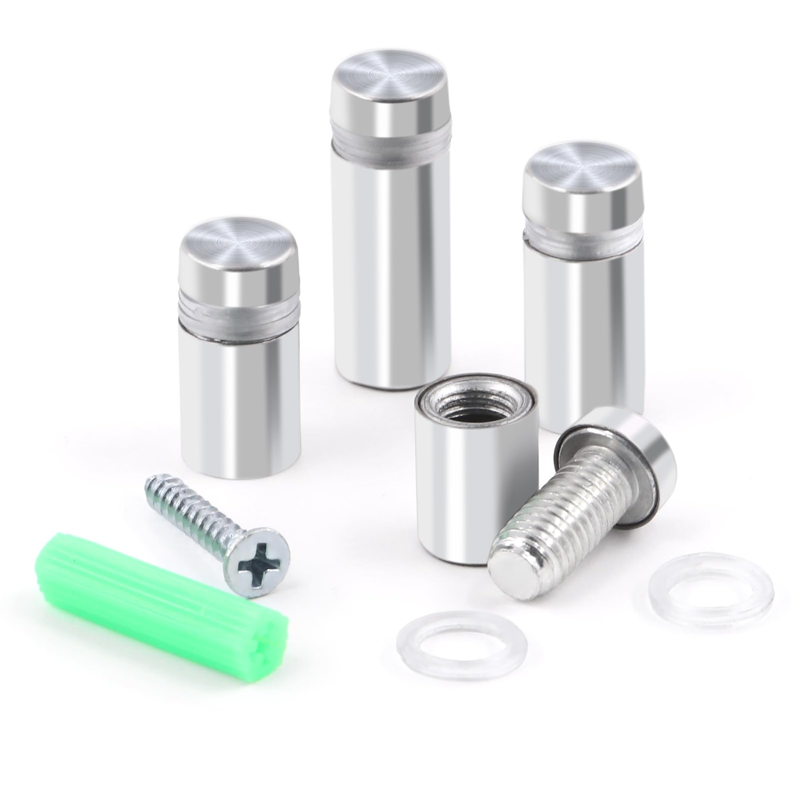 Mardatt 12 Sets 1/2" x 0.78" Standoff Screws, Stainless Steel Sign Standoff Screws Advertising Screws Standoff Holders Screws Wall Sign Mounting Hardware for Glass Acrylic Signs Display(Silver)