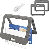 Vista 12 de Portatarjetas de identificación con clip de plástico, ventanas transparentes verticales de doble cara, estuche de plástico negro duro, resistente al