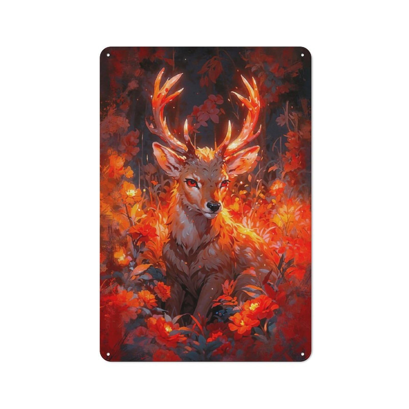 Junmoney The Curious Deer Tin Wall Plaque 30X20cm With For Studio Or Craft Room, For Metal Sign Collectors, For Kitchen And Home Bar Decor