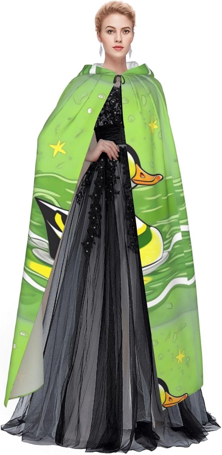 Green Duck Men Women Halloween Role Play Party Decoration Hooded Poncho