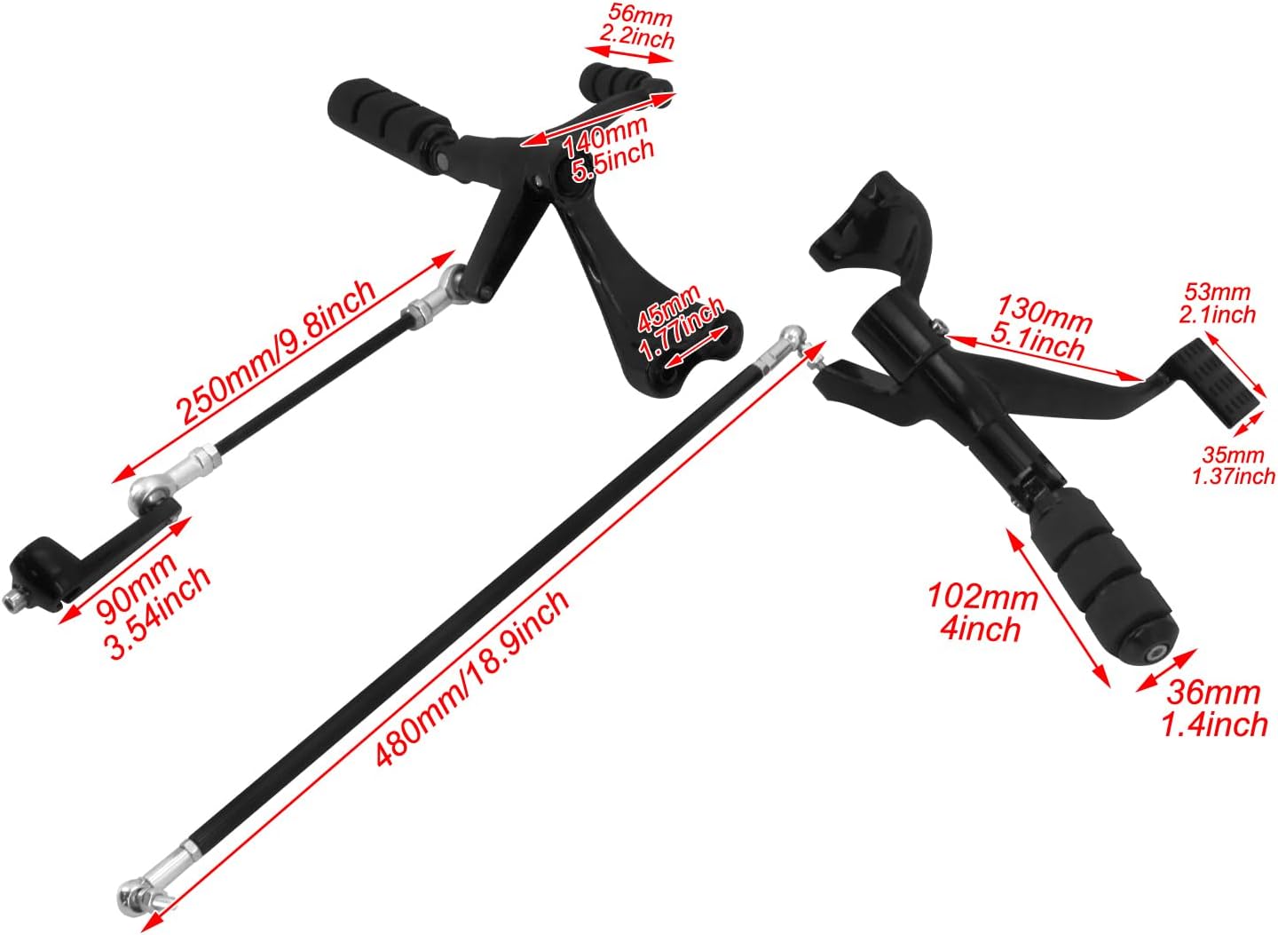 HDBUBALUS Forward Controls Foot Pegs Levers Linkages Assembly Kits Fits for Harley Sportster XL 883 1200 2004-2013 Black