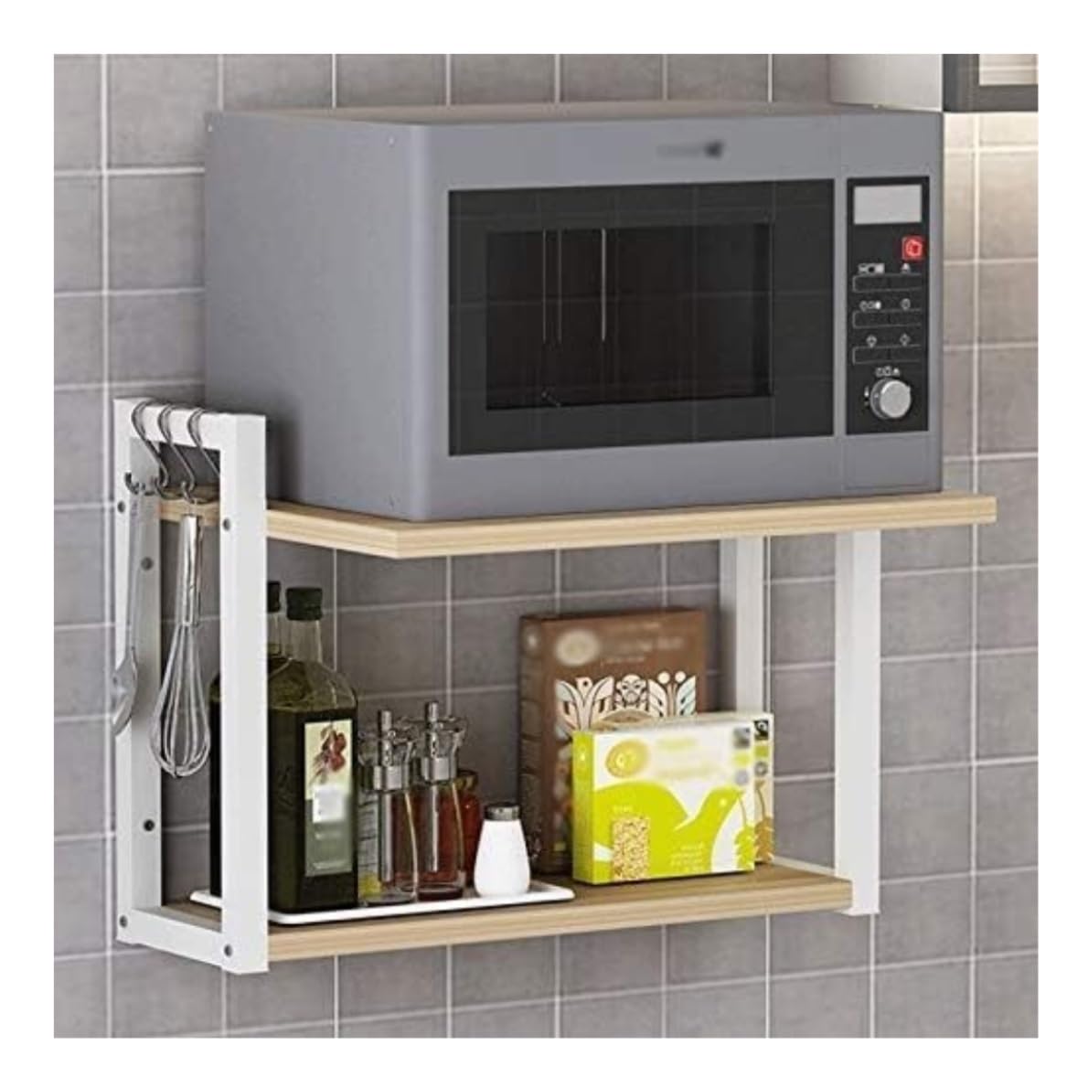 Support de micro-ondes à 2 niveaux et étagère de rangement cuisine