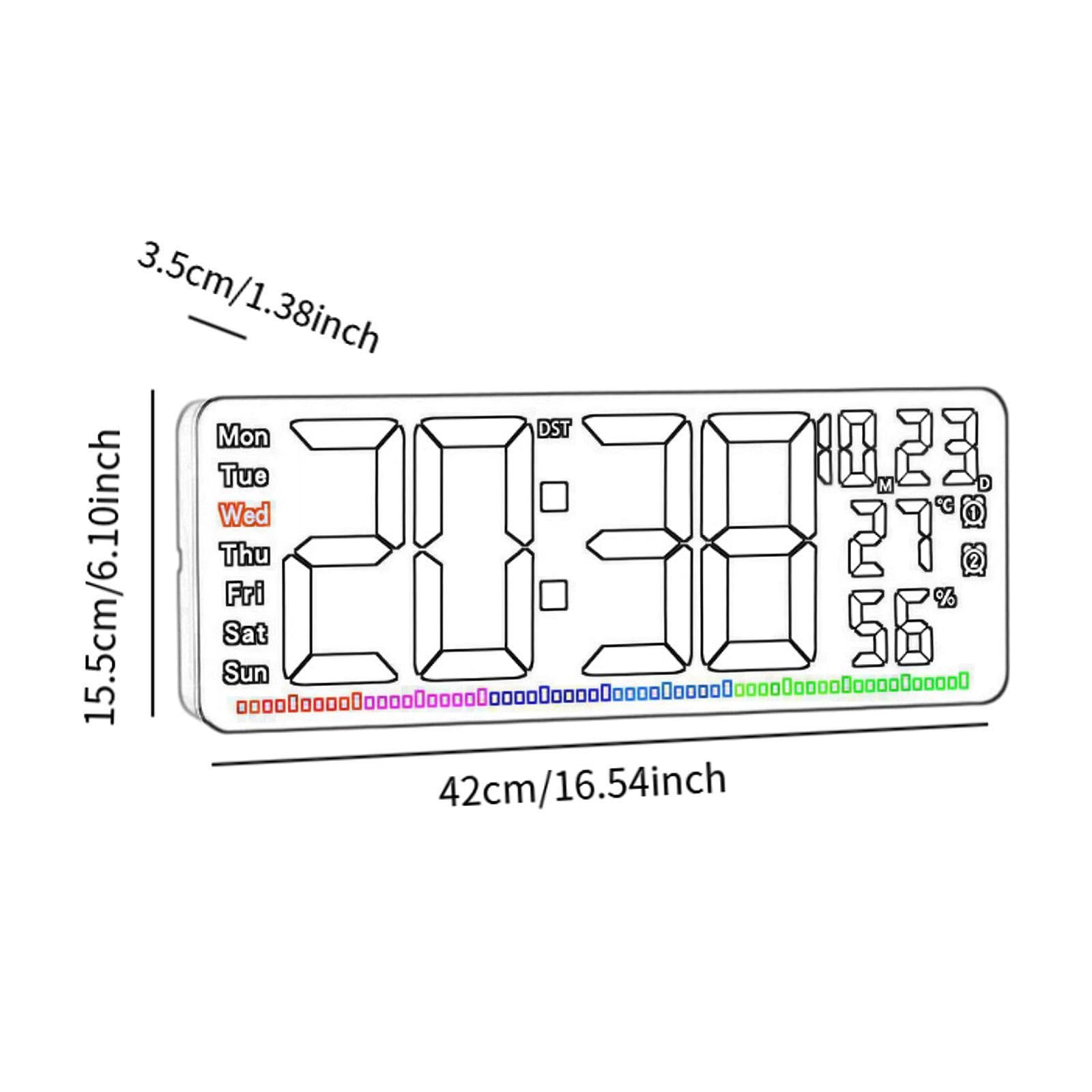 Orologio Digitale da Parete con Funzione Sveglia LED Termometro Integrato Calendario con Visualizzazione Giorni Materiale PP Resistente Elegante, Verde