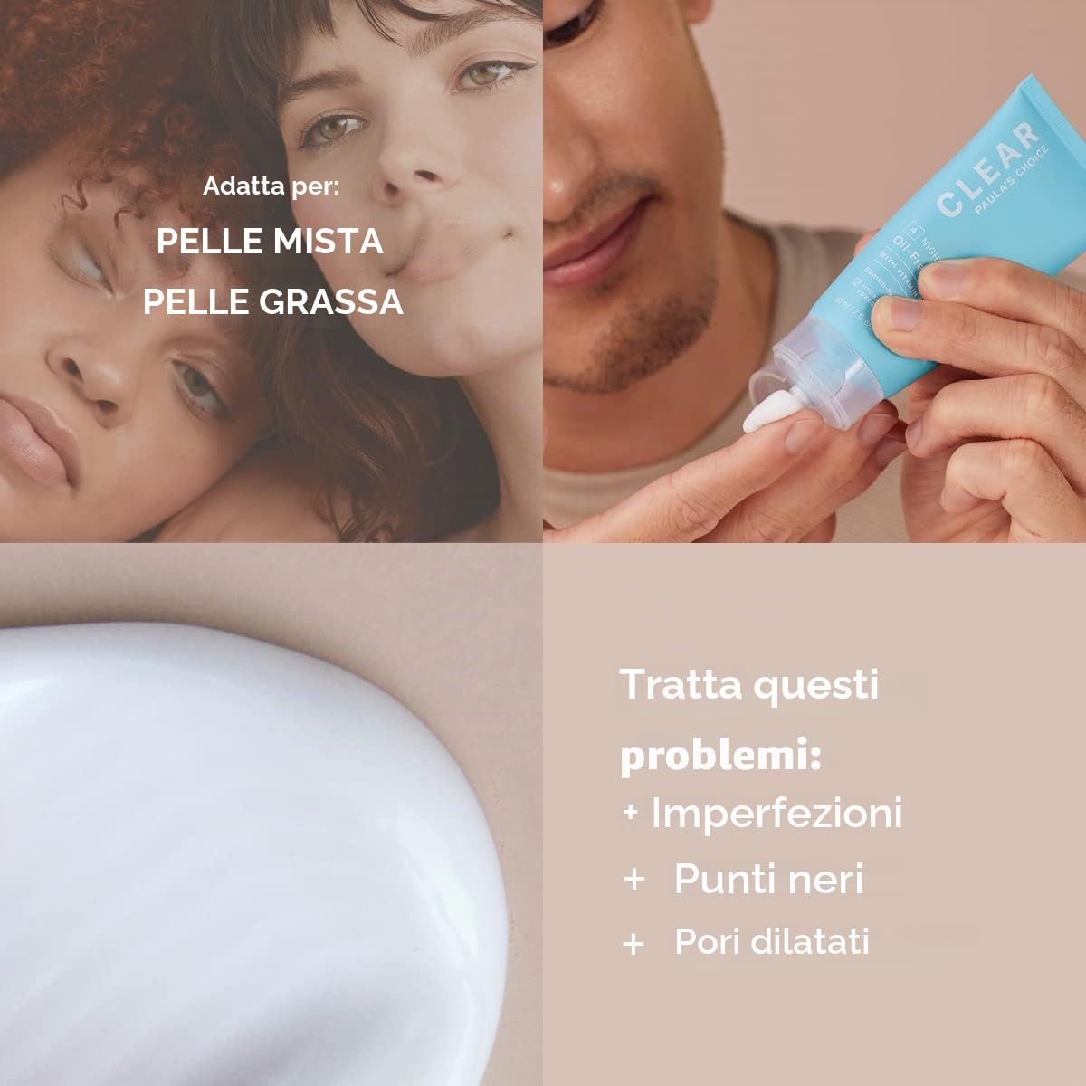 Paula's Choice Clear Oil Free Crema da notte viso Niacinamide Ceramide 60 ml