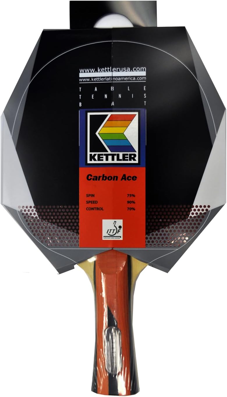 KETTLER Carbon Ace Indoor Table Tennis Bundle: 2 Player Set (2 Rackets/Paddles & 12 Balls)