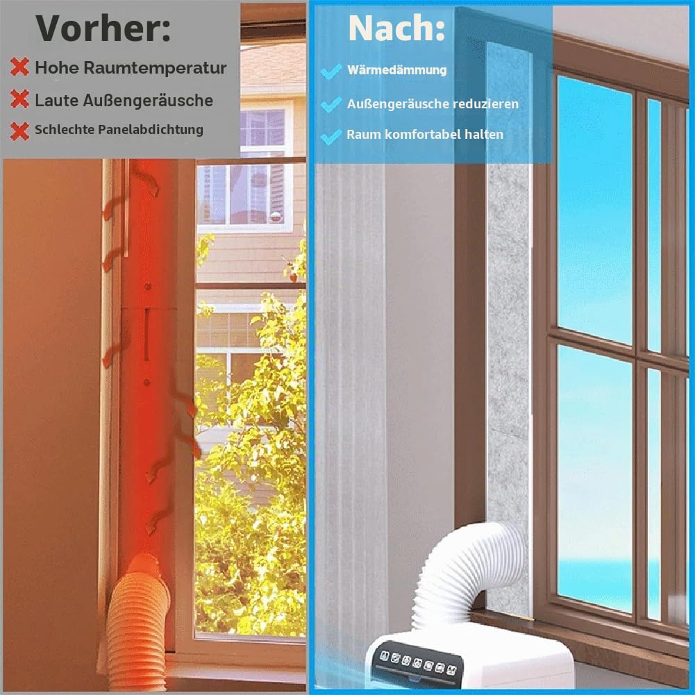 3 Stück verstellbare AC-Fenster-Isolierschaumplatten mit Montageband, verstellbare Schaumstoff-Isolierplatten für tragbare Klimaanlage, robustes tragbares Klimaanlagen-Fensterlüftungsset