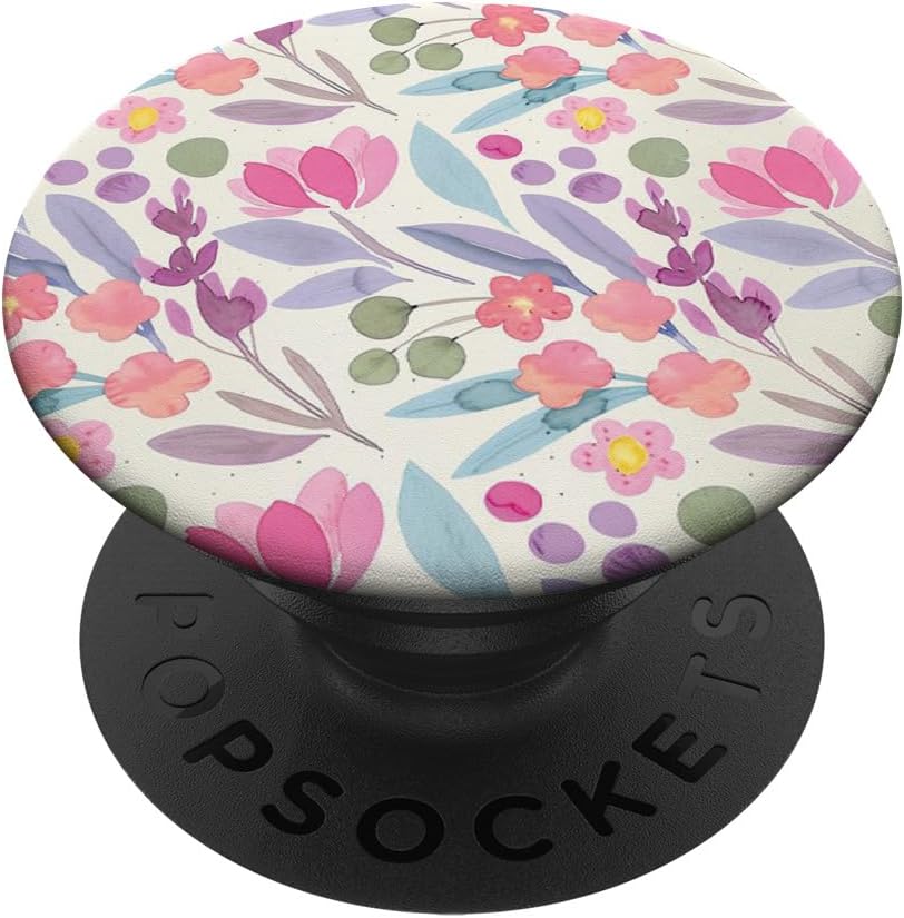 Pink Purple Watercolor Floral Pattern PopSockets Adhesive PopGrip