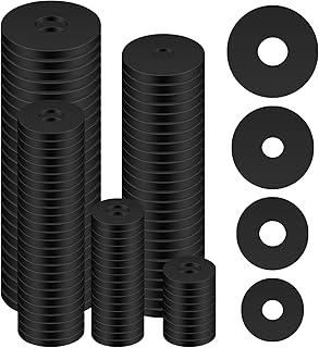100pcs Flat Rubber Washers Assortment Kit, Heavy Duty Rubber Washers, Black Rubber Grommet Assortment for Household Appliances/Screws/Bolts/Car Accessories, Vibration Suppression (4 Sizes)