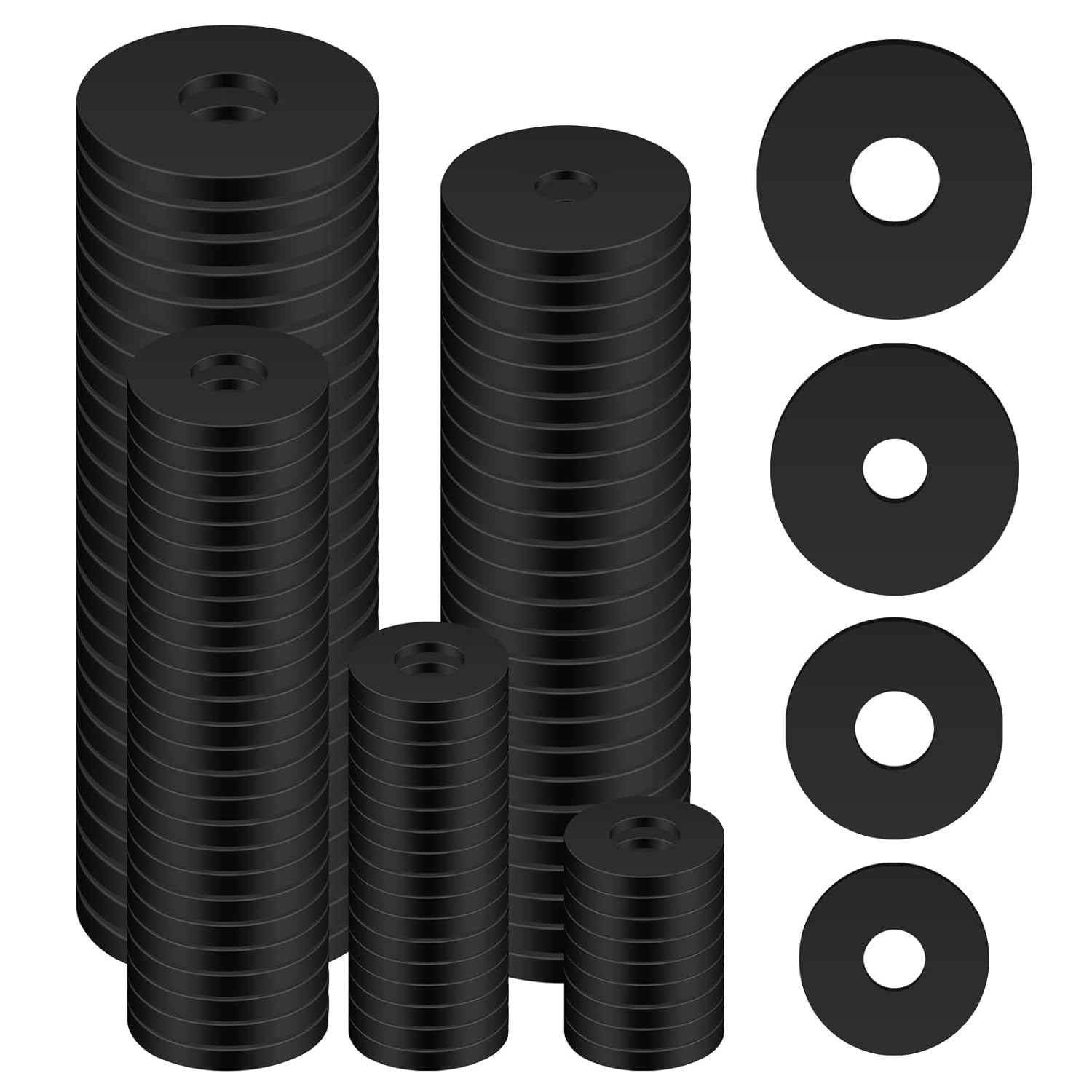 100pcs Flat Rubber Washers Assortment Kit, Heavy Duty Rubber Washers