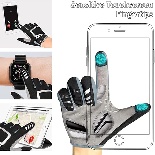 Miniatura 4 de NICEWIN Cycling Bike Gloves Men Women, Padded Anti-Slip Mountain Bike Gloves, Touch Screen Full Finger Road Bicycle Biking Gloves