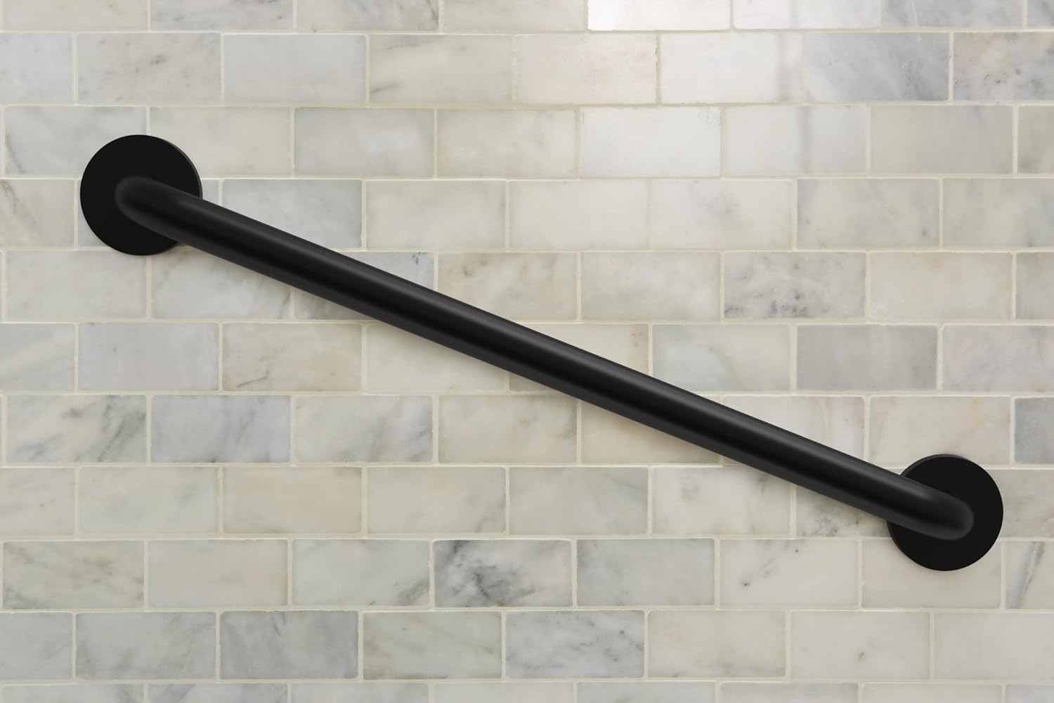 Moen Matte Black 24-Inch Bathroom Safety Grab Bar with Concealed Screws for Elderly Shower Support, R8724BL - Image 3