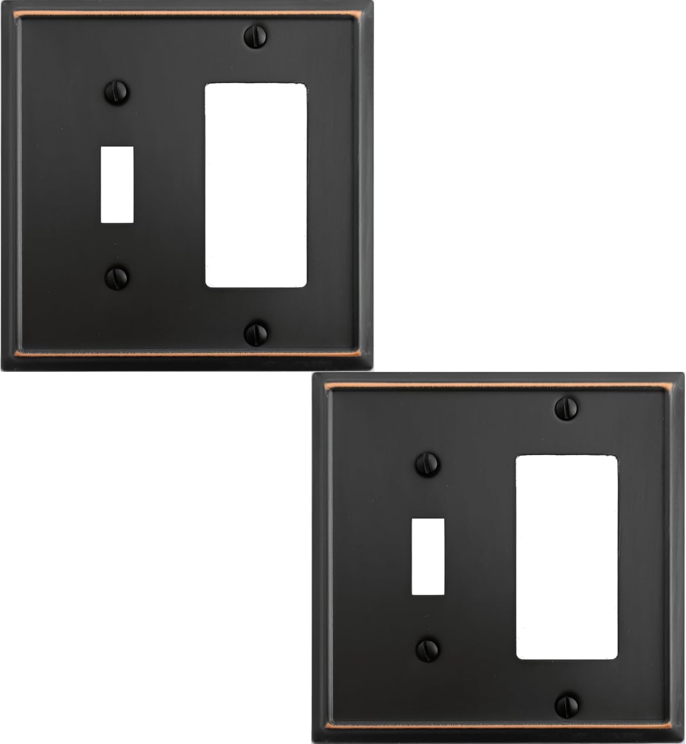 OKAWYC Single Duplex Outlet Light Switch Cover Aria Metal Wall Plate, 4-Pack Aged Bronze 1 Gang, for Receptacle Light Switch, Switch Cover Decorative Wallplate, Durable