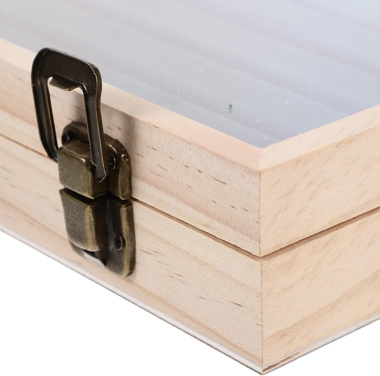 Necklace Organizer Box with Lid, Jewelry Display Tray and Ring Storage Plate, Dustproof Wooden