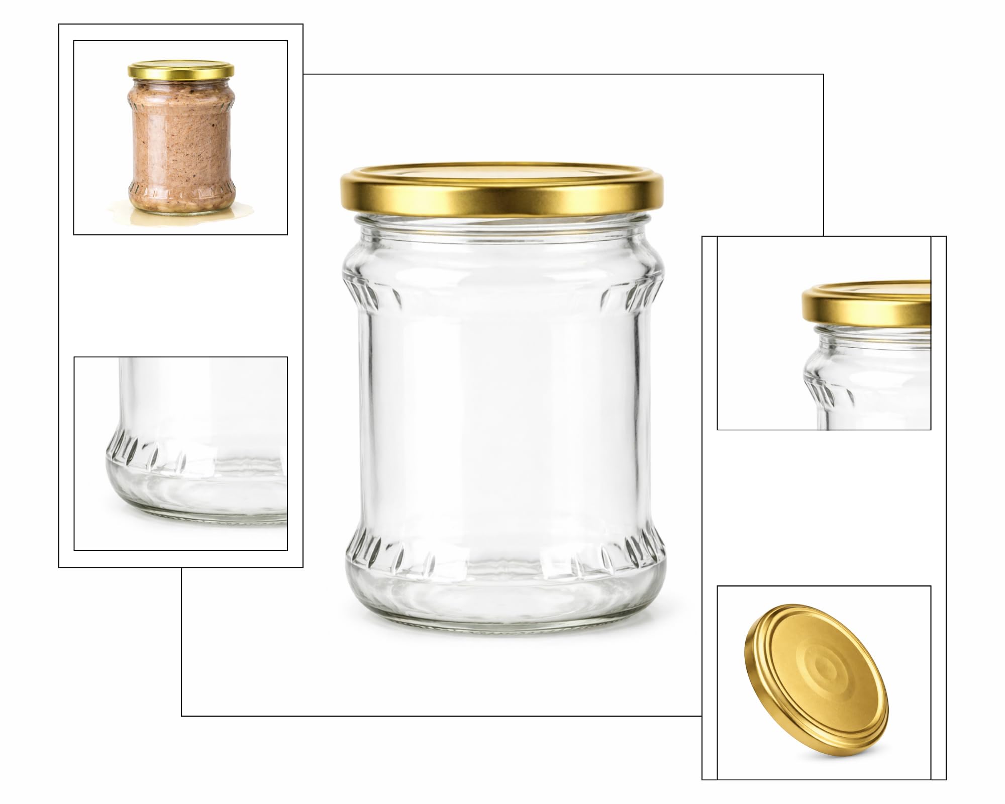 made in home - Barattoli per conserve da 500 ml | con coperchio Gold TO 82 | Barattoli vuoti con coperchio a vite da riempire | Barattoli a vite, set di barattoli per marmellata (32)