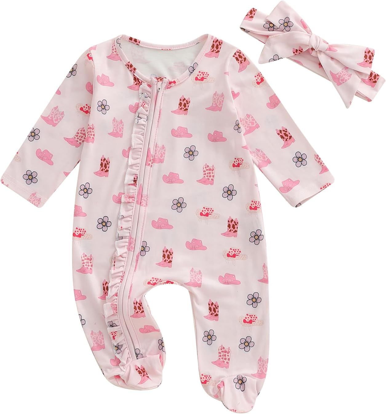 Newborn Baby Girl Western Clothes Cowgirl Boots Footie Romper Rodeo Country Zipper jumpsuit Fall Winter Clothes Newborn Baby Girl Western Clothes Cowgirl Boots Footie Romper Rodeo Country Zipper jumpsuit Fall Winter Clothes