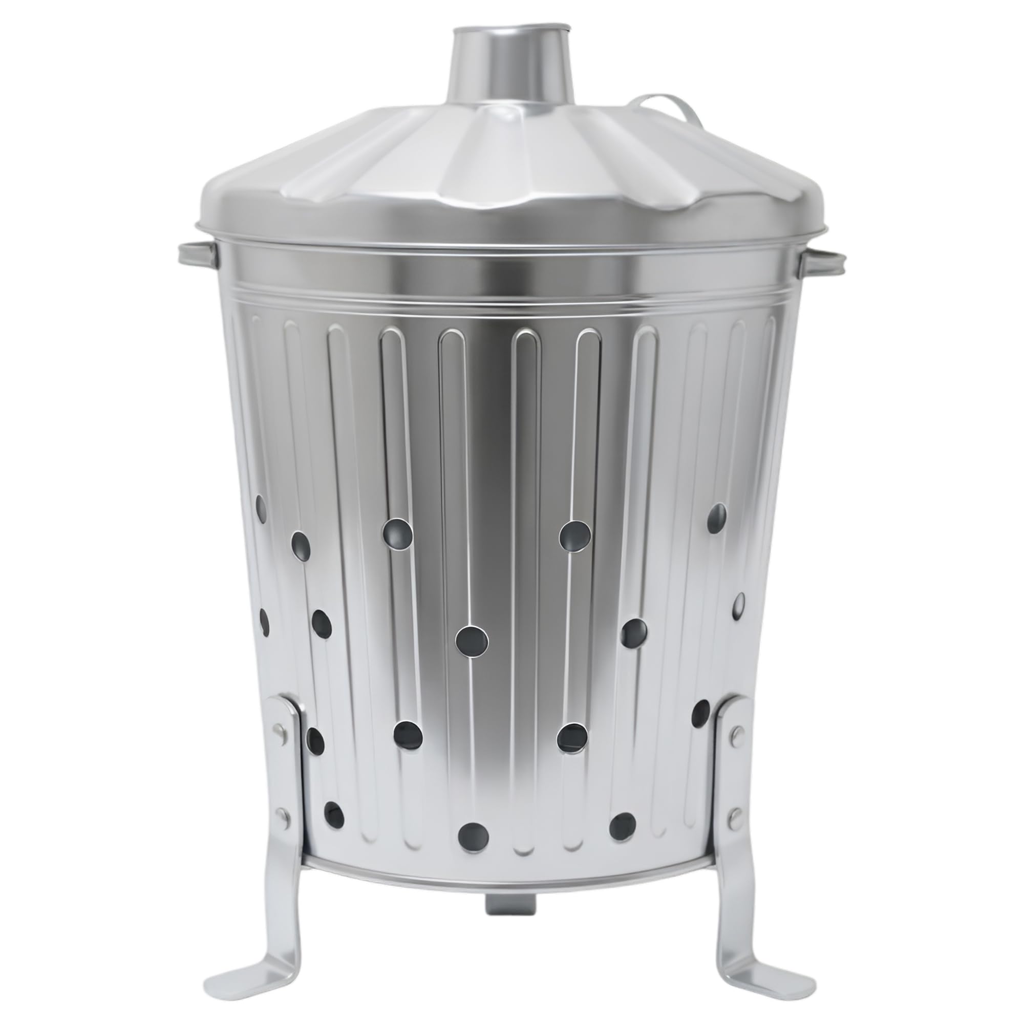 LITETRON Galvanised Incinerator Bin Fire Bin Burning Bin Designed for Garden Woods Leave Heavy Duty with Lid and Stable legs stands (45L) — view 8
