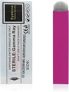 50pcs Pink Flex Microblading Needles 0.18mm Tattoo Blade with 12 pins 14 pins 16U Size for Eyebrow Permanent Makeup Manual Pen (16U)