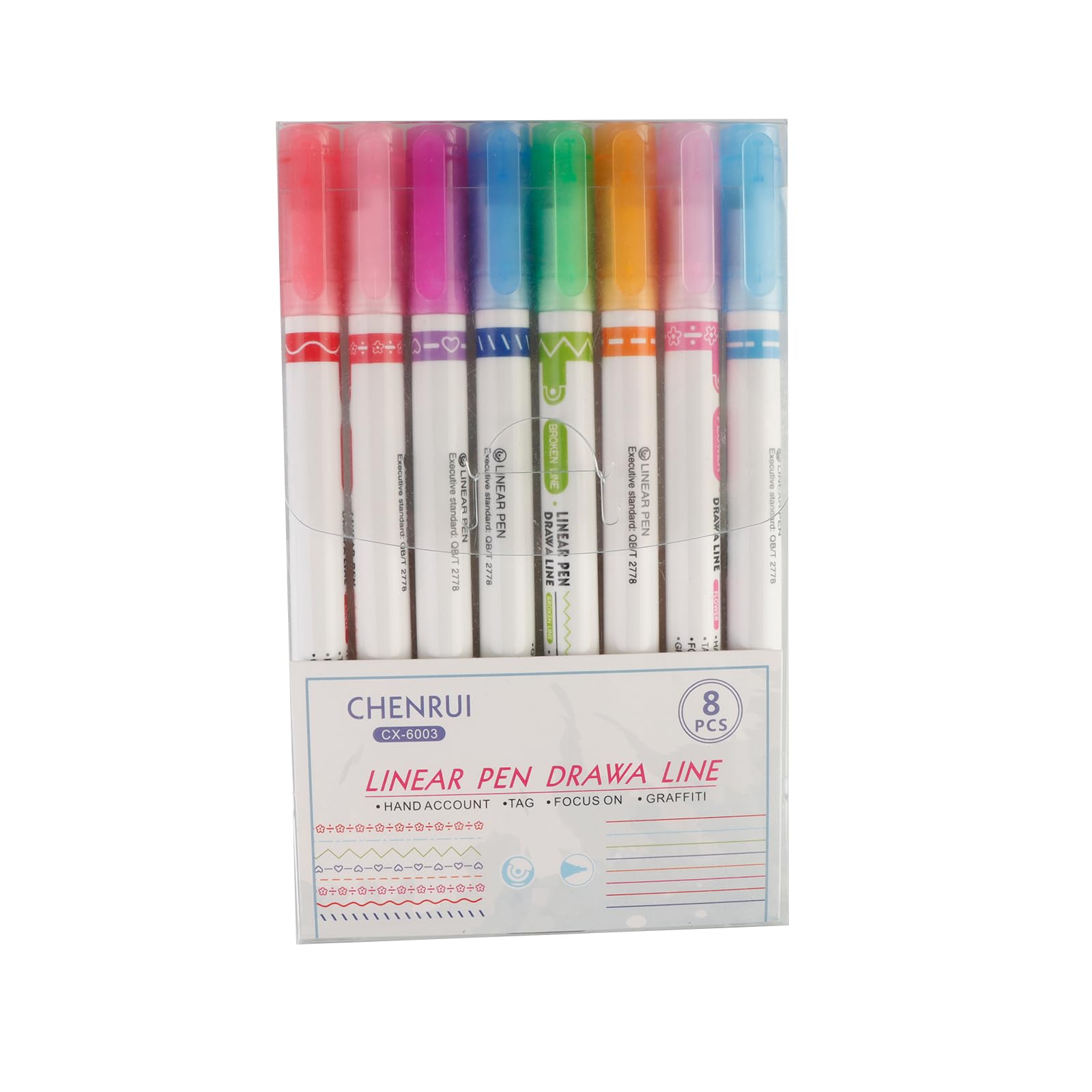 MAITING 8PCS Curve Highlighter Pen Set, Flair Pens That Make Designs 8 Colors Fine Lines & 7 Different Curve Shapes, Flownwing Flair Pen for Kids Teenage, Colored Curve Pens for Writing Journaling