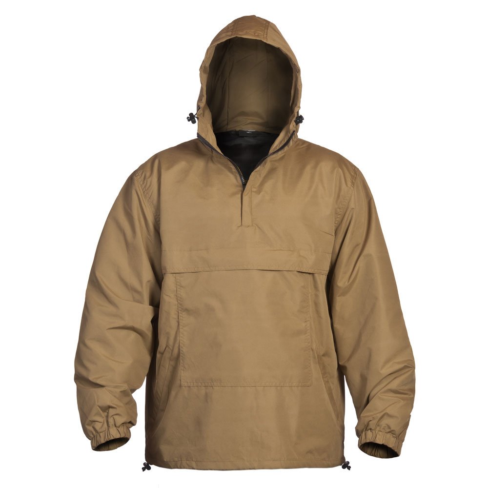 MIL-TEC Lightweight Summer Jacket Windproof Waterproof Tactical Combat Mens Anorak Hooded Jacket with Fleece COYOTE, SIZE XL