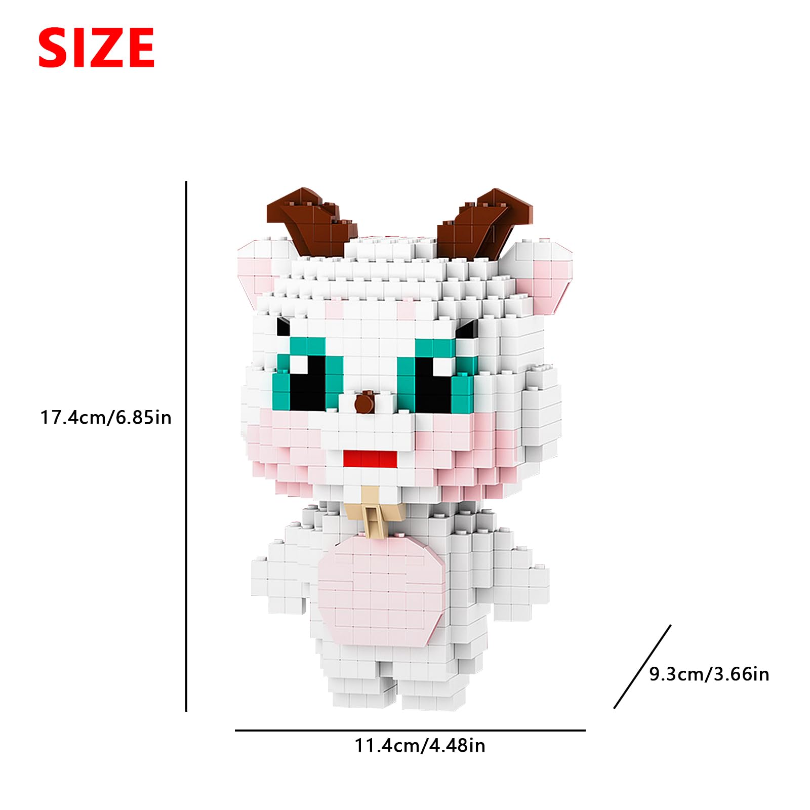 Larcele Micro Building Blocks Animal Set, DIY Mini 3D Building Toy Bricks,1032 Pieces KLJM-10 (Sheep) - Image 2