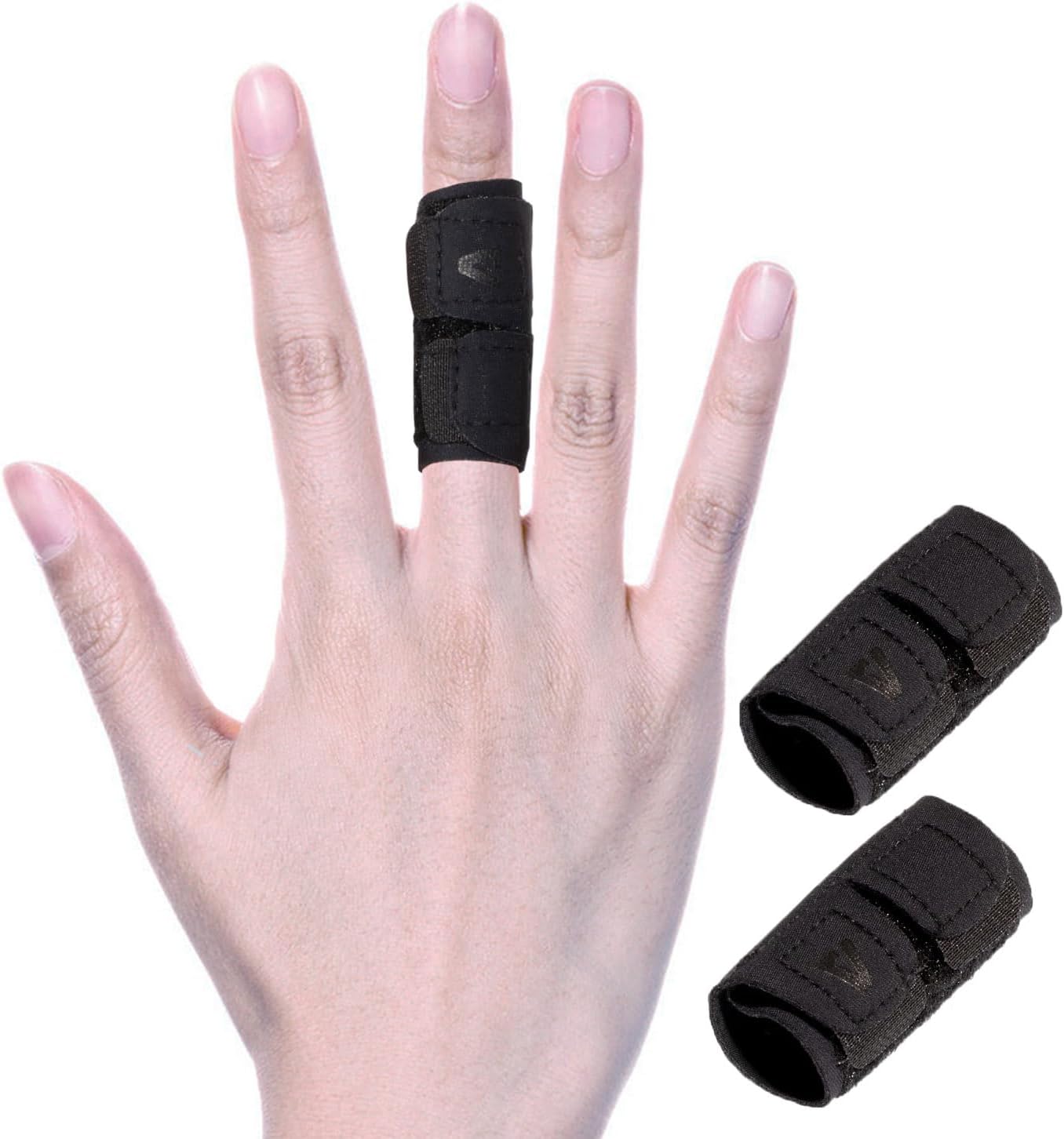 2 PCS Finger Splint Trigger Finger Brace Adjustable Finger Sleeve Buddy Wraps Compression Finger Support Mallet Finger Support for Arthritis Pain Sport Injuries (Single, M)