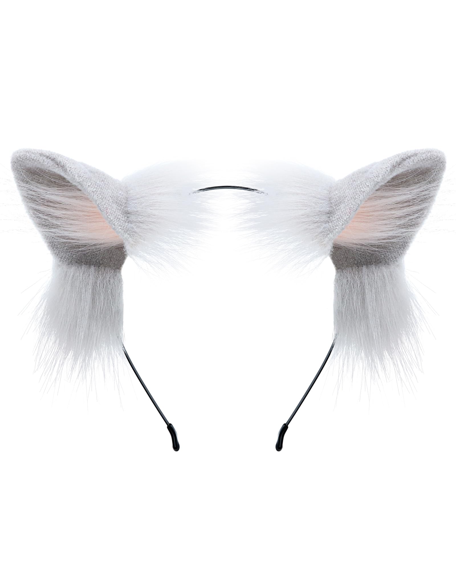 ZFKJERS Handmade Fur Fox Wolf Cat Ears Headwear Fancy Dress Cosplay Animal Furry Ears Head Accessories for Halloween (Grey)