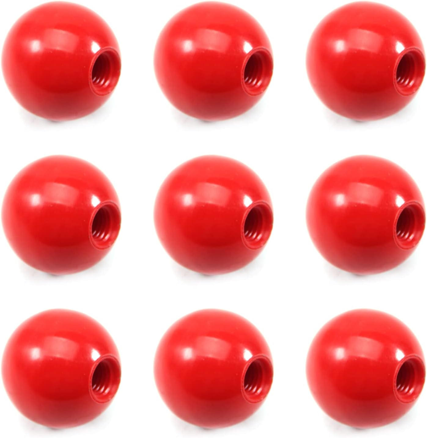 Bettomshin 10Pcs Thermoset Ball Knob M10 Female Thread Machine Handle 35mm Diameter Smooth Rim