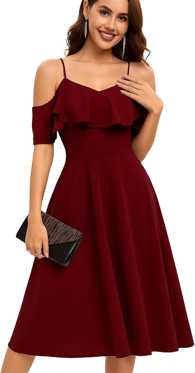 C4D Women's Plus Size Off-Shoulder Cocktail Summer Dresses