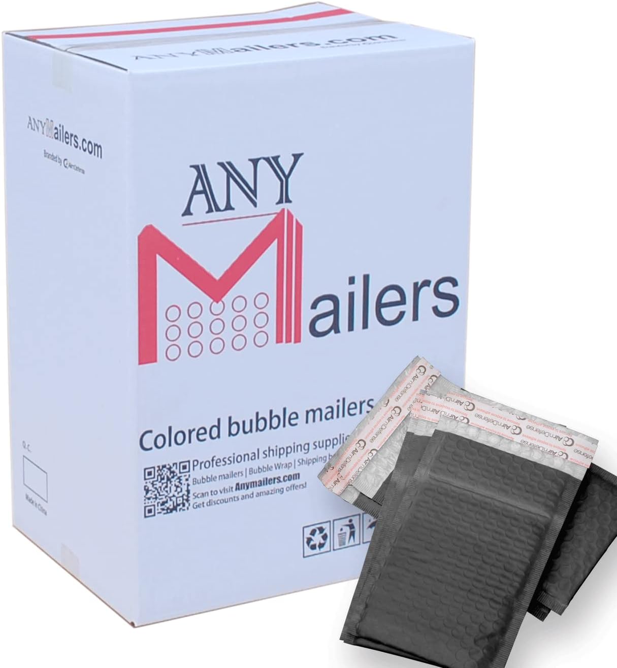AirnDefense 200 pcs #5 10.5x16 Black Padded Envelopes - Poly Bubble Mailers (Pack of 200)