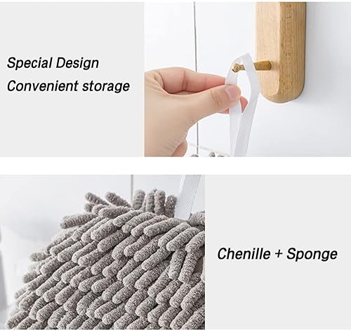Miniatura 4 de Juego de toallas de mano para baño, toalla de mano colgante de felpilla de microfibra, absorbente, suave, pequeña toalla de baño con lazo para
