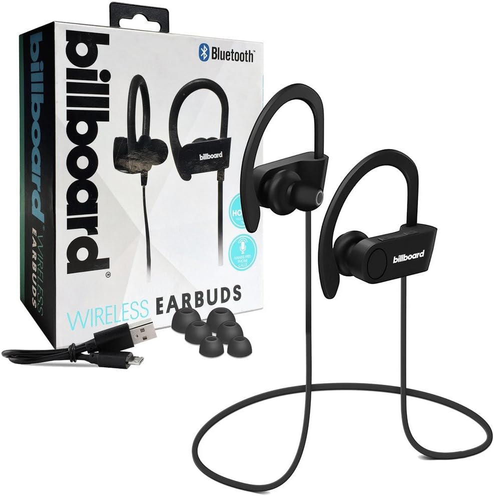 د بلبورډ بلوتوث بېسیم هک اوور ایربډز بسته بندي د شاملو لوازمو سره.